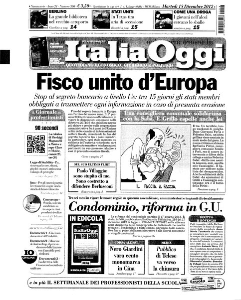 Italia oggi : quotidiano di economia finanza e politica